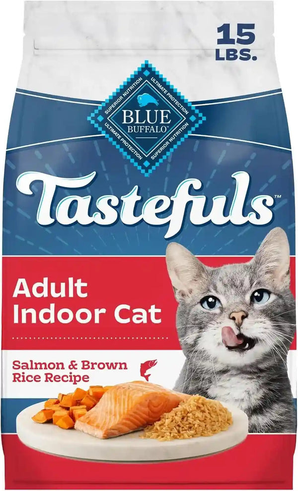 Blue Buffalo Tastefuls Chicken & Brown Rice Recipe Dry Indoor Cat Food for Adult Cats, Real Chicken First, Deliciously Healthy Natural Cat Food, Supports Digestive Care and Coat Health, 3 Lbs.18