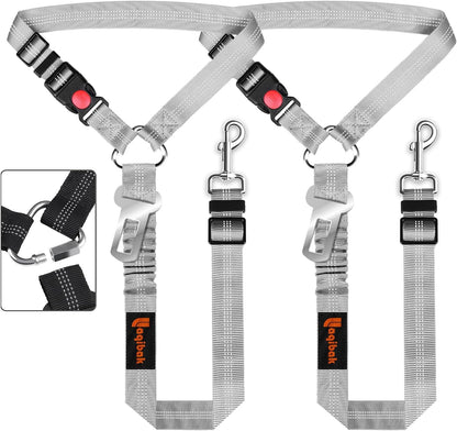 Removable Dog Seat Belt Harness for Car, 3 in 1 Pet Dog Car Seatbelt Leash, Retractable Restraint Secures to Vehicle Headrest & Adjustable Reflective Bungee Dog Seatbelt Tether, Blue and Black | Retractable Headrest-Mounted,Restraint & Adjustable Reflective Bungee Dog Seatbelt Tether,Blue and Black18