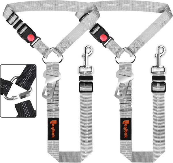 Removable Dog Seat Belt Harness for Car, 3 in 1 Pet Dog Car Seatbelt Leash, Retractable Restraint Secures to Vehicle Headrest & Adjustable Reflective Bungee Dog Seatbelt Tether, Blue and Black | Retractable Headrest-Mounted,Restraint & Adjustable Reflective Bungee Dog Seatbelt Tether,Blue and Black18