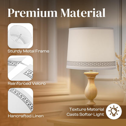 Lamp Shades Set of 2–𝐃𝐫𝐮𝐦 𝐒𝐡𝐚𝐩𝐞 Lampshades 𝟏𝟏.𝟔” 𝐓𝐨𝐩𝐱𝟏𝟐.𝟔” 𝐁𝐨𝐭𝐭𝐨𝐦𝐱𝟗.𝟖” 𝐇𝐢𝐠𝐡 Fits Harp-Style Bedside & Floor Lamp Shades–Easy Assembly(Ships Rolled Flat)(White, Medium)3