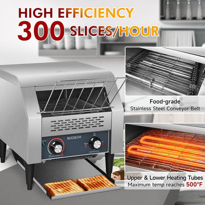 Commercial Toaster 300 Slices/Hour Industrial Conveyor Toaster 1900W Stainless Steel Restaurant Toasters for Croissants Toast Bun Bagel Bread3