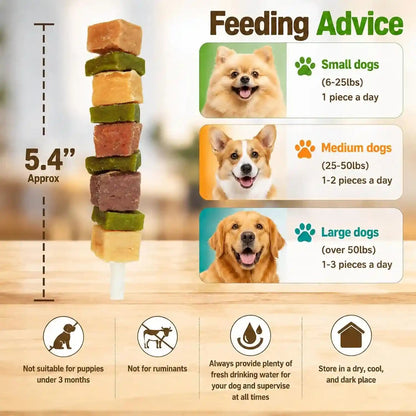 Dog Treats, Multi-Flavored Kabobs Dog Snacks, High Protein Dog Dental Chews | Made with Real Chicken, Duck, Beef, Rabbit, Salmon, Natural Dog Training Treats for Small Medium Large Dogs, 10.6Oz5
