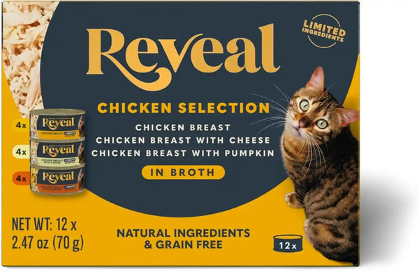 Reveal Fish Variety in Broth Wet Cat Food, 3-Flavor 12-Pack 2.47 Oz Cans9