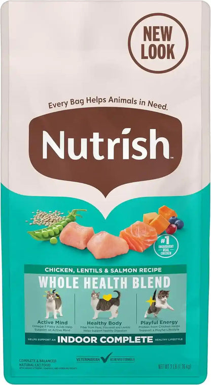 Nutrish Indoor Complete Dry Cat Food, 6 Lb. Bag (Rachael Ray) | Chicken, Lentils & Salmon Recipe, Crafted for Adult Indoor Cats, Veterinarian Reviewed Formula13
