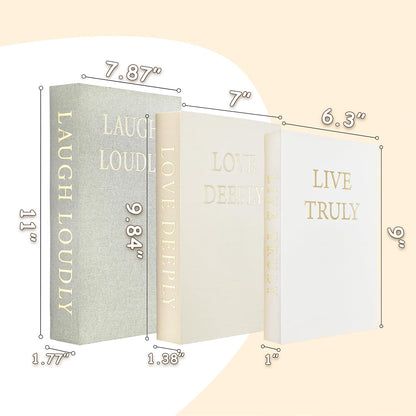 Aesthetic Decorative Books, Set of 3 Linen Faux Books for Decoration | Fake Book Boxes with Storage Space, No Assembly Required, Modern Decor for Shelves Coffee Table Living Room3