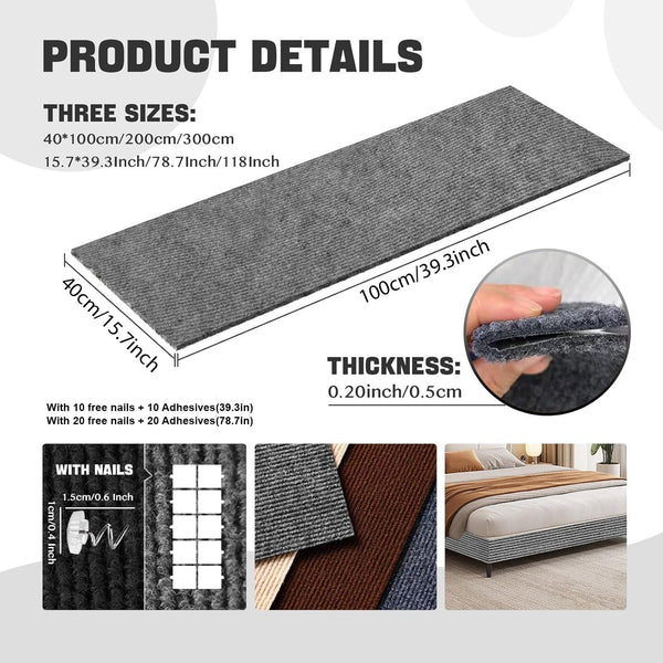 Cat Scratch Couch Furniture Protector, Self-Adhesive Scratch Pad | 39.3X15.8In, DIY Climbing Cat Carpet Mat for Door Window Protector, Couch Guard from Claws with Pins & Tape (Lightgrey)2
