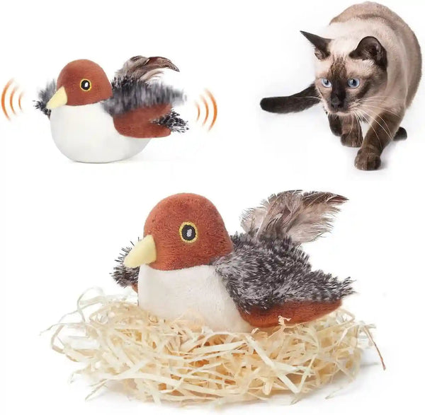 Potaroma Cat Toys Rechargeable Flapping Bird Sparrow, Lifelike Chirp Tweet, Touch Activated Kitten Toy Interactive Cat Exercise Toys for All Breeds Cat Kicker Catnip Toys 4.0 Inches | Touch Activated, Interactive Kitten Exercise for All Breeds with Catnip, 4.0 Inches1