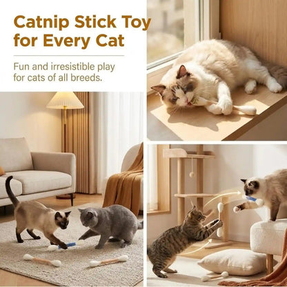 Ledeng Cotton Swabs Cat with Catnip, Swabs Catnip Toys Set of 6 Soft Plush Kicker Toys, Sturdy Teething Chew Toy (B)5
