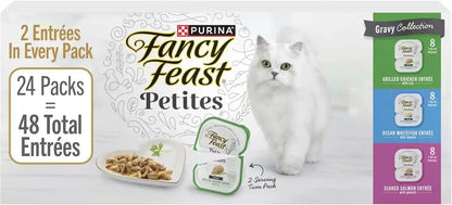 Purina Fancy Feast Gourmet Wet Cat Food Variety Pack, Petites Gravy Collection, Break-Apart Tubs, 48 Servings - (Pack of 24) 2.8 Oz. Tubs1