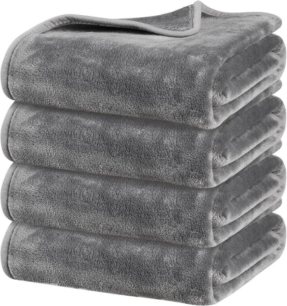 Onarway Dog Blanket Washable for Puppy: 4 Packs Dog Blankets 40”X28” | Fluffy Soft Small Throw for Cat Puppy Kitten Dogs - Fleece Pet Blankets for Bed Sofa Car and Indoor - Grey and Khaki11