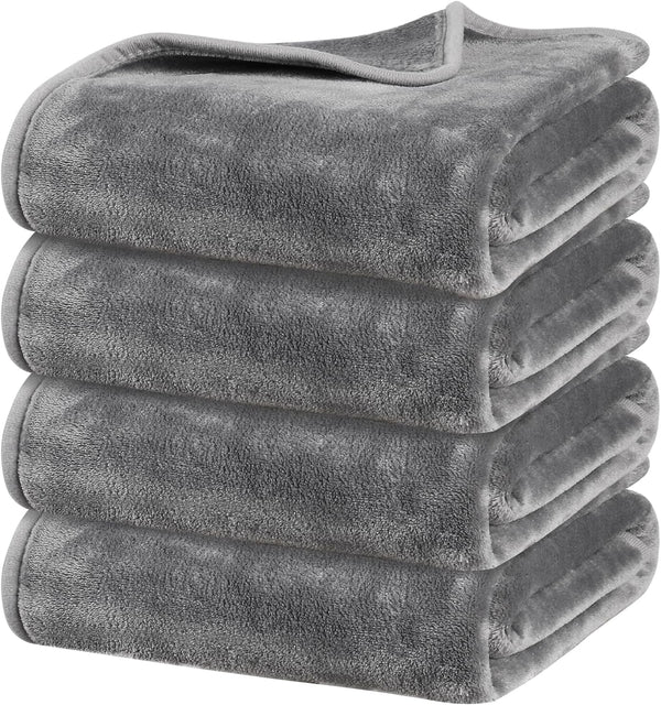 Onarway Dog Blanket Washable for Puppy: 4 Packs Dog Blankets 40”X28” | Fluffy Soft Small Throw for Cat Puppy Kitten Dogs - Fleece Pet Blankets for Bed Sofa Car and Indoor - Grey and Khaki11