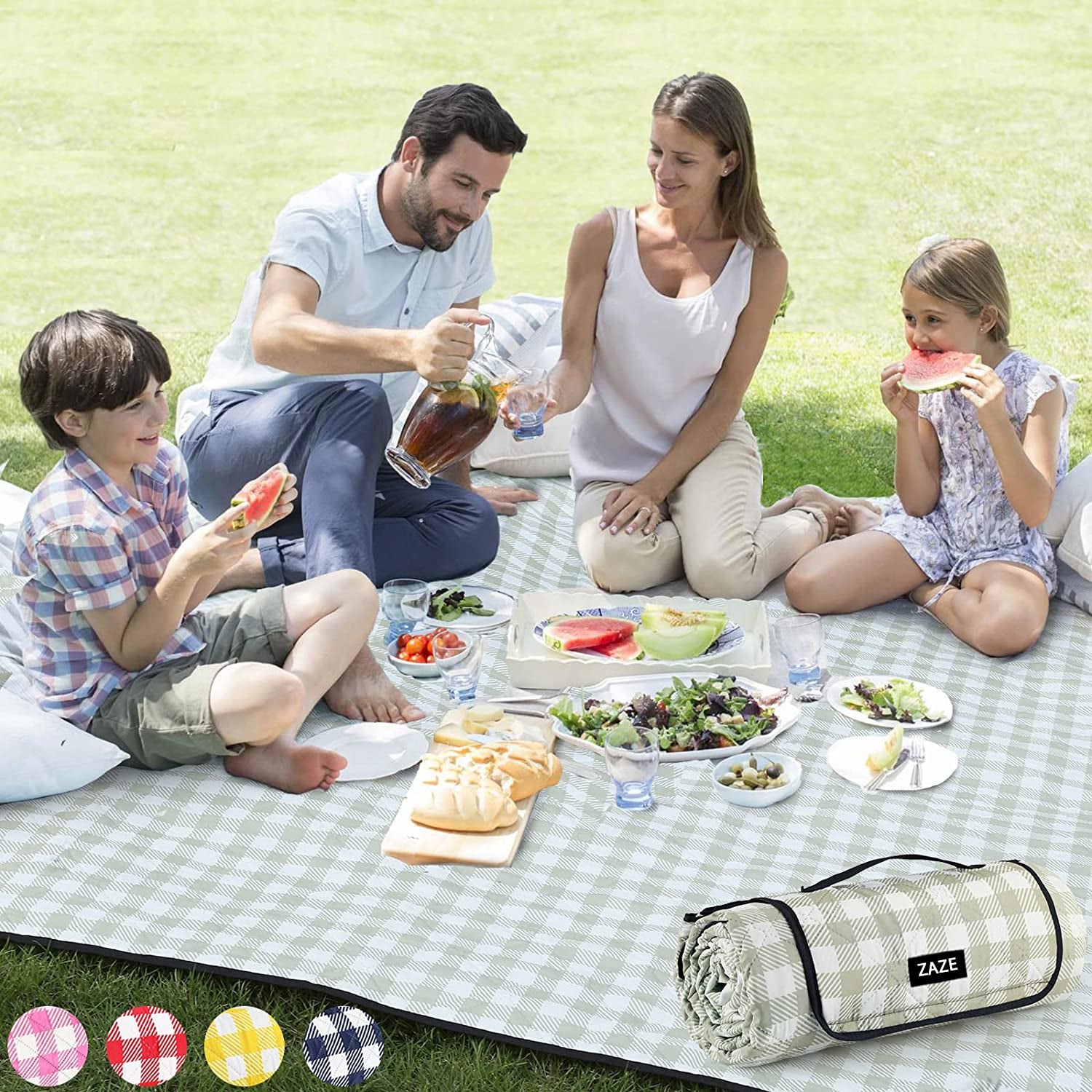 extra-large-picnic-outdoor-blanket-80x80-waterproof-foldable-blankets-gingham-picnic-mat-for-beach-camping-grass-lawn-park-accessories-cute-couple-gifts-ideas-wedding-registrygreen-white
