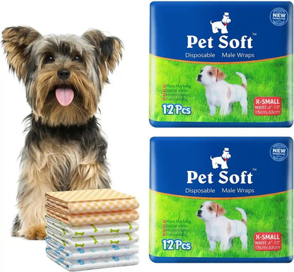 Pet Soft Disposable Male Wrap Dog Diaper,12Pcs,Xs12