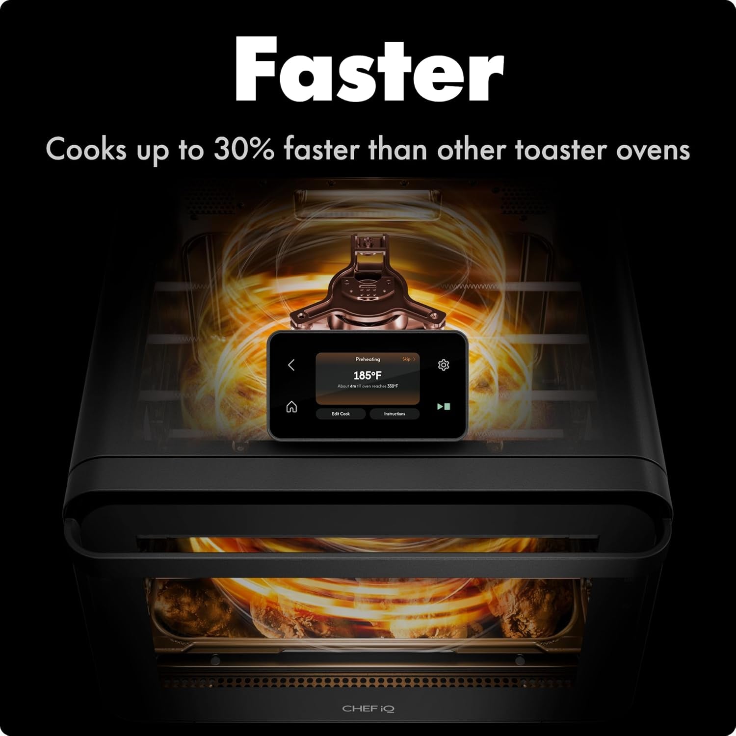 chef-iq-minioven-smart-toaster-oven-air-fryer-combo-11-in-1-countertop-convection-oven-bake-broil-air-fry-broil-dehydrate-1750w-25-qt-capacity-fast-cooking-with-touchscreen-controls-black