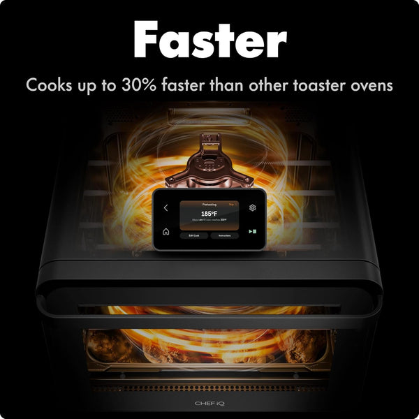 CHEF Iq Minioven Smart Toaster Oven Air Fryer Combo, 11-In-1 Countertop Convection Oven, Bake, Broil, Air Fry, Broil, Dehydrate, 1750W, 25 Qt Capacity, Fast Cooking with Touchscreen Controls – Black3