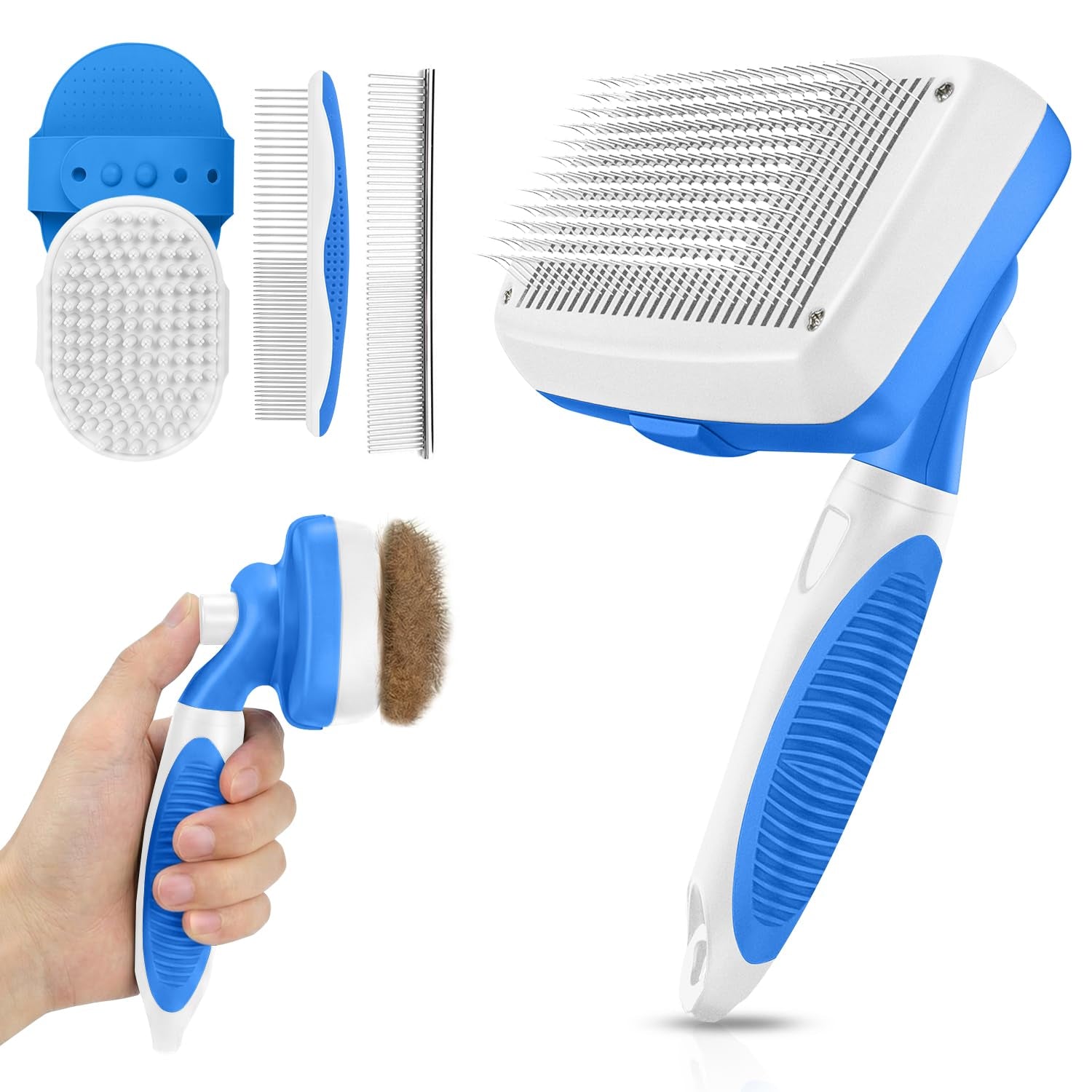 self-cleaning-shedding-brush-5-in-1-professional-pet-grooming-kit-skin-friendly-grooming-tool-for-dogs-cats-and-puppies-deshedding-and-hair-removal-for-long-and-short-haired-pets-blue