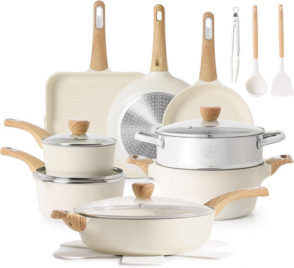 Ceramic Cookware Sets, Pots and Pans Set Nonstick, 20-Piece Induction Cookware, Non-Toxic Healthy Non Stick Kitchen Cooking Set with Stay-Cool Handles, PFAS PTFE PFOA PFOS Free1
