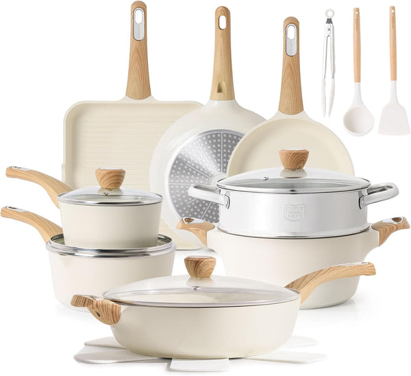 Ceramic Cookware Sets, Pots and Pans Set Nonstick, 20-Piece Induction Cookware, Non-Toxic Healthy Non Stick Kitchen Cooking Set with Stay-Cool Handles, PFAS PTFE PFOA PFOS Free1