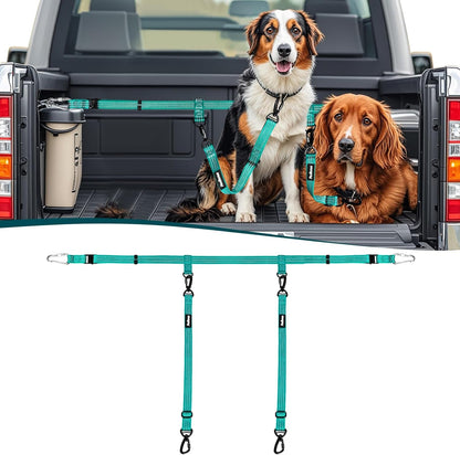 Petbonus Truck Bed Dog Leash, Functional Safety Dog Truck Bed Tether | for 1 Dog, Truck Bed Tie down System, Adjustable, Pick-Up Bed Restraint Lead, Ratchet Tightening Car Harness Belt, Black12