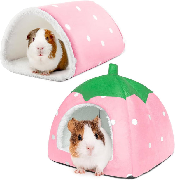 Guinea Pig Hideout with Tunnel, Washable Fleece House Bed | Chinchilla Hideaway, Enrichment Toys, and Cage Accessories for Ferret Hedgehog Small Animal1
