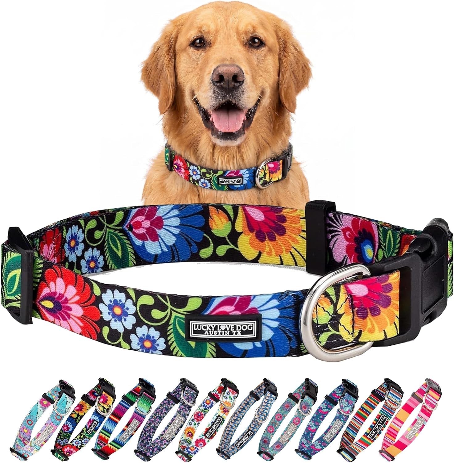 lucky-love-dog-easy-click-buckle-dog-collar-with-leash-set-combo-durable-comfortable-for-male-female-dogs-pet-collar-for-medium-dogs-secure-fit-blackbird-combo-medium
