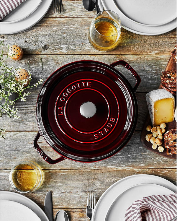 Staub Cast Iron 9-Qt round Cocotte - Grenadine, Made in France6