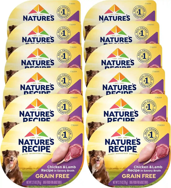 Nature'S Recipe Grain Free Wet Dog Food Variety Pack, Chicken Recipes with Beef, Turkey & Lamb in Savory Broth, 2.75 Oz. Cups (Pack of 12), 2 Count11