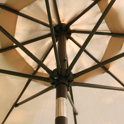 9' Patio Umbrella Outdoor Table Umbrella with 8 Ribs Tan | 9 FT Patio Umbrella with Waterproof Polyester Canopy, Aluminum Pole, Push-Button Tilt & Crank for Outdoor Patio Tables, Pool6