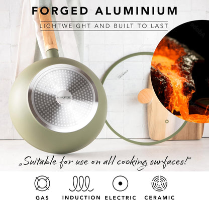 Romertopf 11 Inch Non Stick Wok Pan with Lid | Ceramic Wok with Flat Bottom for Induction Cooktop – Non Toxic Nonstick Stir Fry Pan, Large Woks & Stir-Fry Pans Nonstick for All Stoves2