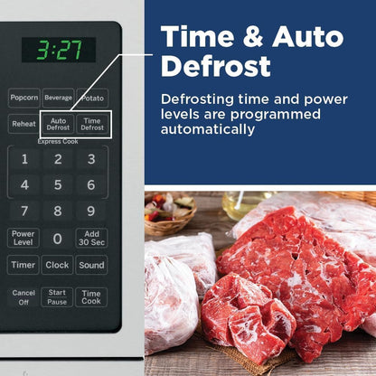 GCST07N1WSS Countertop Microwave Oven 700-Watt Compact 0.7 Cu Ft Stainless Steel Bundle with 2 YR CPS Enhanced Protection Pack and Deco Chef Pair of Red Heat Resistant Oven Mitt5