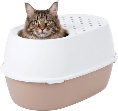 IRIS USA Xx-Large Top Entry Cat Litter Box, Dog Proof, Gray/White | Extra Large, Heavy Duty Plastic, Big Cats, Secure 4-Buckle Lock, Tracking Control Lid, Quick Cleanup9