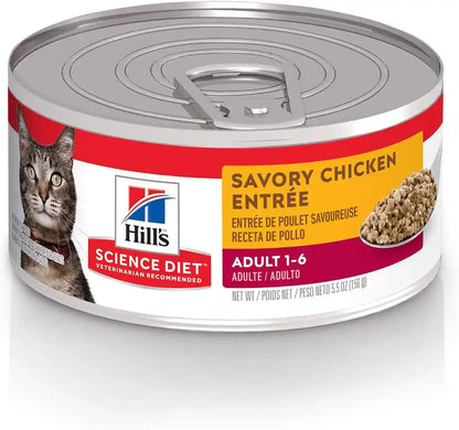 Hill'S Science Diet Adult 1-6 Wet Cat Food Variety Pack | #1 Veterinarian Recommended, Savory Entrée Turkey & Liver, Chicken, and Turkey, 5.5 Oz. Cans, 12-Pack12