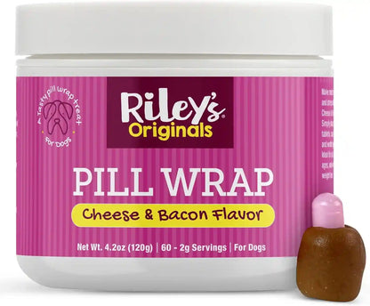 Riley'S Pill Wrap for Dogs - Cheese & Bacon Pill Paste for Dogs - 4.2Oz | Wrap Capsules & Tablets in a Tasty Pocket or Pouch to Mask the Taste – Flavored Treat Paste for Easy Medication Time1
