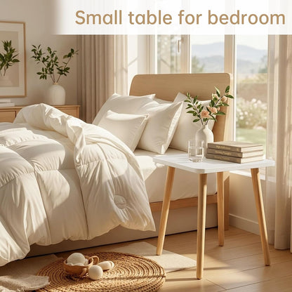Small Side Table, Modern Wood Mini Coffee Table, Easy Assembly Compact End Table for Living Room Bedroom Sofa, Minimalist White Accent Furniture for Small Spaces5