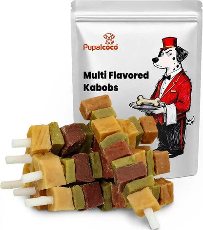 Dog Treats, Multi-Flavored Kabobs Dog Snacks, High Protein Dog Dental Chews | Made with Real Chicken, Duck, Beef, Rabbit, Salmon, Natural Dog Training Treats for Small Medium Large Dogs, 10.6Oz1
