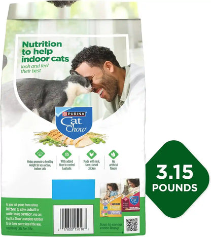Purina Cat Chow Indoor Healthy Weight and Hairball Dry Cat Food with Chicken - (Pack of 4) 3.15 Lb. Bags13