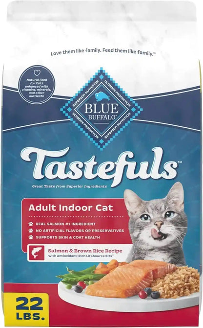 Blue Buffalo Tastefuls Chicken & Brown Rice Recipe Dry Indoor Cat Food for Adult Cats, Real Chicken First, Deliciously Healthy Natural Cat Food, Supports Digestive Care and Coat Health, 3 Lbs.15