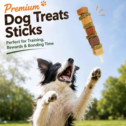Dog Treats, Multi-Flavored Kabobs Dog Snacks, High Protein Dog Dental Chews | Made with Real Chicken, Duck, Beef, Rabbit, Salmon, Natural Dog Training Treats for Small Medium Large Dogs, 10.6Oz6