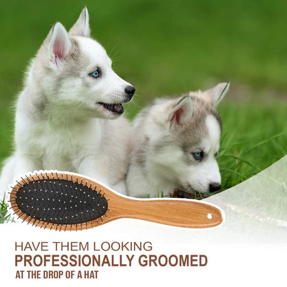 Kylepet Dog Brush, Double Sided Pet Slicker Brush with Bamboo Handle for Dogs and Cats Long Hair Pets Grooming Comb for Removing Shedding, Tangles and Dead Undercoat7