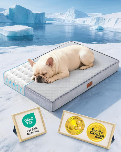 Ohgeni Orthopedic Waterproof Large Dog Bed, Memory Foam, 41 Inch(Gray) | Machine-Washable Removable Cover in Easy-Clean Fabric, Reversible Memory Foam & Easy-Carry Handle, Suitable for Crate15