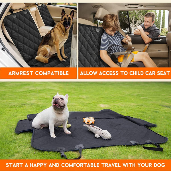 Yuntec Dog Car Seat Cover, Back Seat Cover for Dogs Pet Car Seat Protector | Waterproof Rear Seat Cover Durable Car Seat Cover, Fits Middle Armrest for Most Cars Suvs Trucks (53” Width)- Black6