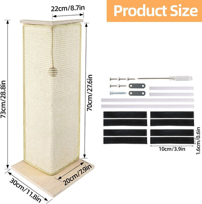 28.8" Tall Couch Corner Cat Scratcher, Sisal Scratching Pad with Toy Ball for Sofa, Stylish Modern Furniture Protector, Easy Assembly Cat Scratching Post2