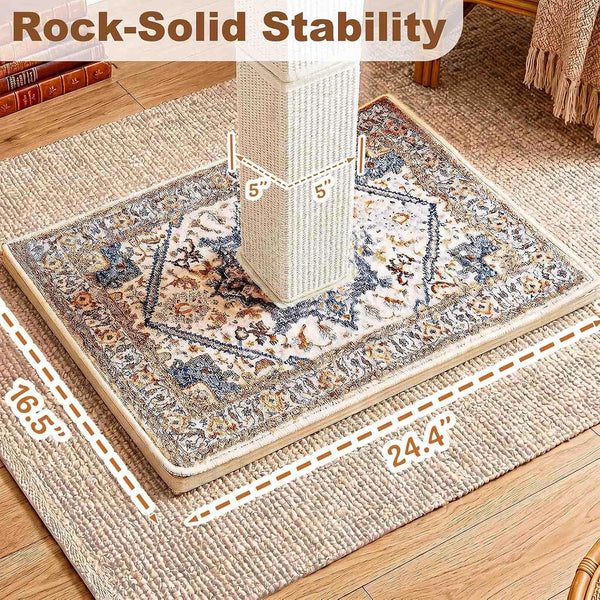Tall Cat Scratching Post for Indoor Cats Adults, 33'' Large Cat Scratch Post with Perch, Cute Cat Scratching Post with Boho Carpet ＆ Dangling Ball Toys, White5