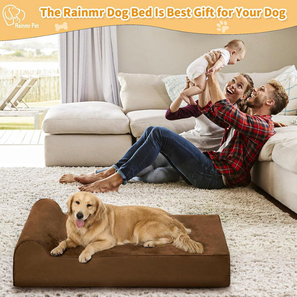Rainmr Orthopedic Dog Beds for Large Dogs, 7" Memory Foam Dog Beds with Waterproof Liner, Durable Microsuede Cover, Removable and Washable, Nonskid Bottom, 60"X48"X7" XXL Chocolate6