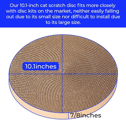 Round Cat Scratcher Refill - 10 Inch Diameter, 7/8 Inch Thickness - Cardboard Cat Scratcher Scratching Board Replacement Pads (2Pcs) for Indoor Cats2