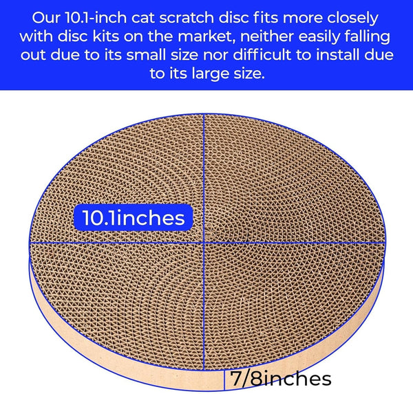Round Cat Scratcher Refill - 10 Inch Diameter, 7/8 Inch Thickness - Cardboard Cat Scratcher Scratching Board Replacement Pads (2Pcs) for Indoor Cats2