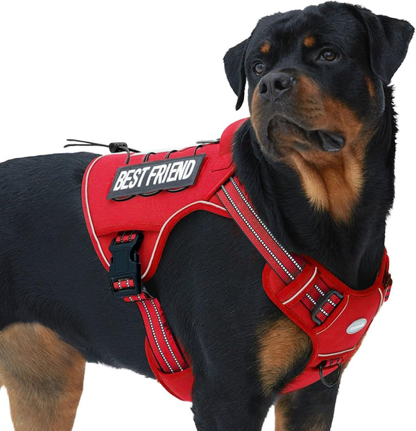 Auroth Tactical Dog Harness for Large Dogs No Pull Adjustable Pet Harness Reflective K9 Working Training Easy Control Pet Vest Military Service Dog Harnesses Army Yellow L30