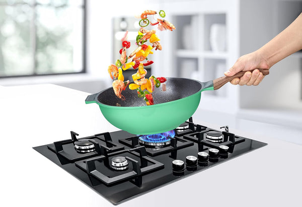 13" INOBLE Nonstick Wok Stir Fry Pan Cookware. Premium JAPAN INOBLE Coating (Blush)3