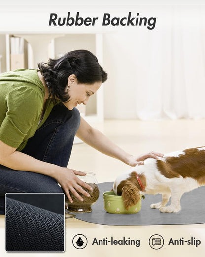 Absorbent Dog Food Mat-Cat Dog Mat for Food and Water Bowl, Quick Dry Pet Food Mat, No Stains Dog Feeding Mat, Dog Accessories Pet Supplies Mat-Dog Water Bowl Mat for Messy Drinkers5