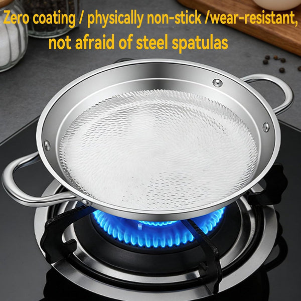 Titanium Hammered Pan, Upgrade Double Handle Non Stick Titanium Pans for Cooking, Ultra-Durable, Scratch-Resistant, Even Heating Frying Pans, Compatible with All Cooktops,With Lid,9.44In2